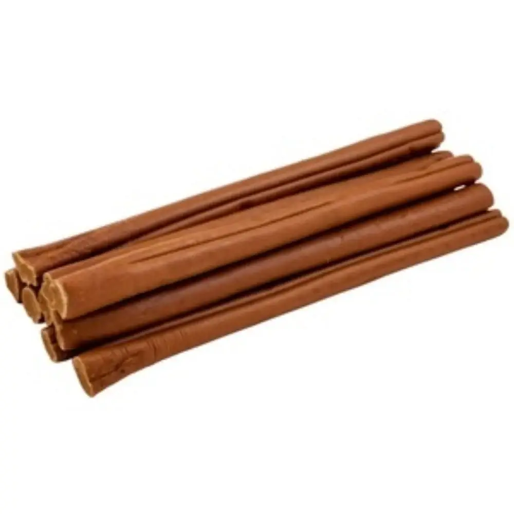 Close-up of chicken sticks dog treats showing firm chew texture