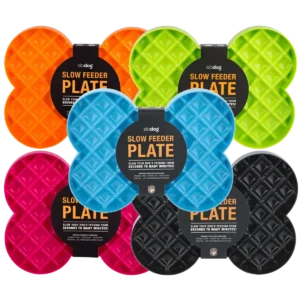Assorted Colours Slodog slow feeder plate with raised diamond texture