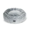 Superior Harley Dog Bed Arctic Faux Fur Front View Angled view of the Superior Harley dog bed in arctic faux fur with supportive round shape