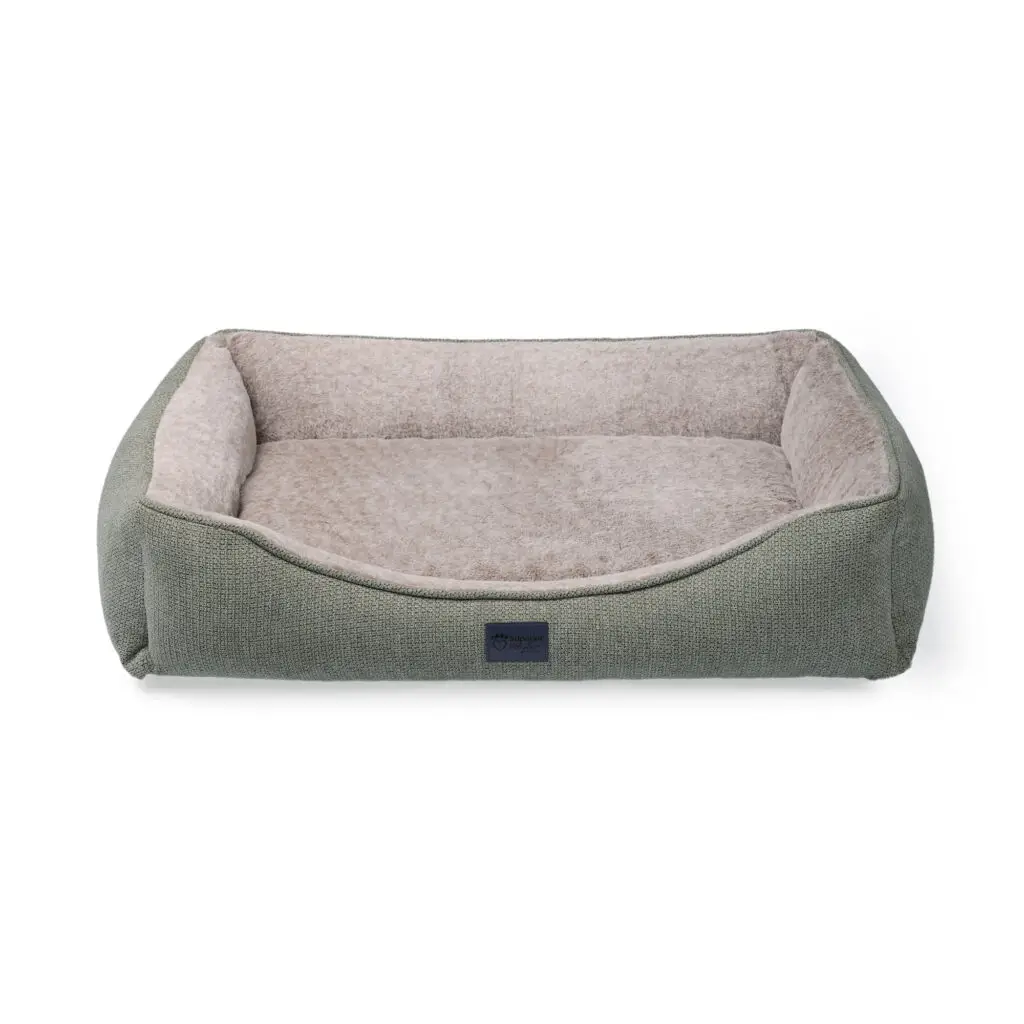 Front view of the Superior Ortho Haven dog bed with raised bolster sides