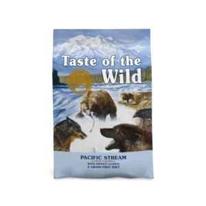 Taste of the Wild Pacific Stream smoked salmon adult dry dog food bag sizes 2kg 5.6kg 12.2kg 18.1kg