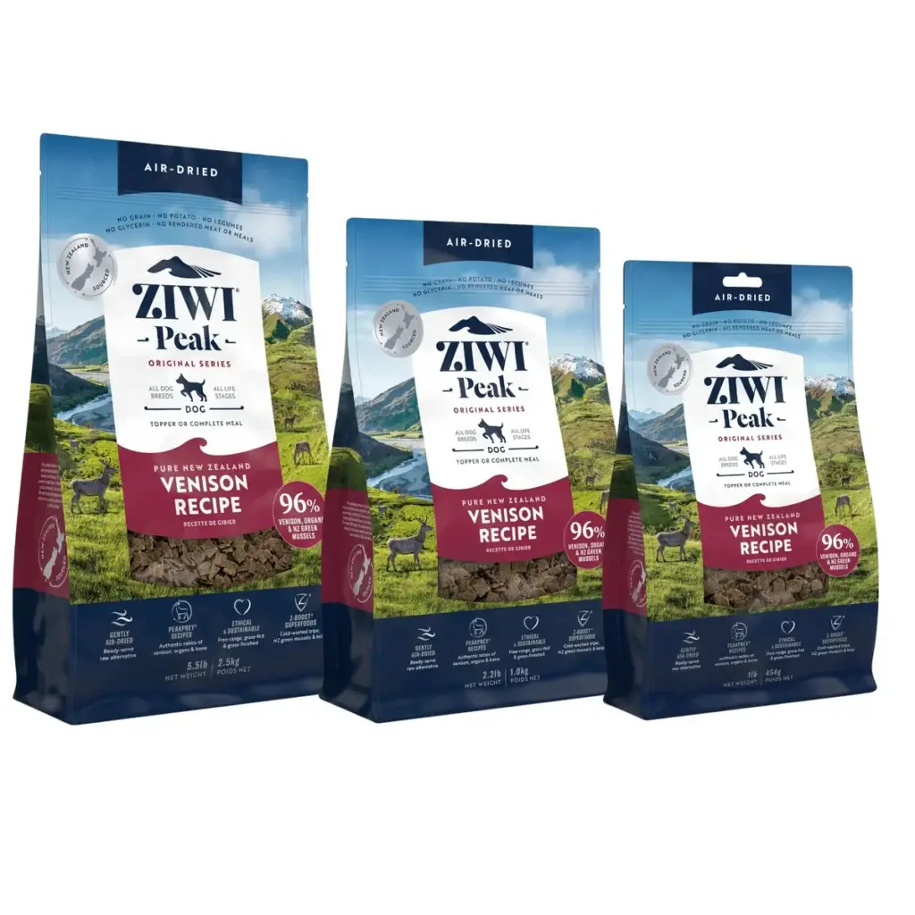 ZIWI Peak air-dried venison dog food made with New Zealand ingredients Assorted Sizes