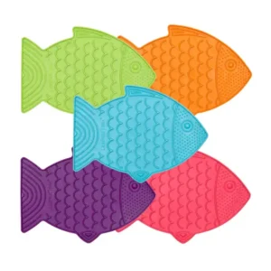 LickiMat Felix fish-shaped lick mat for cat enrichment assorted colours
