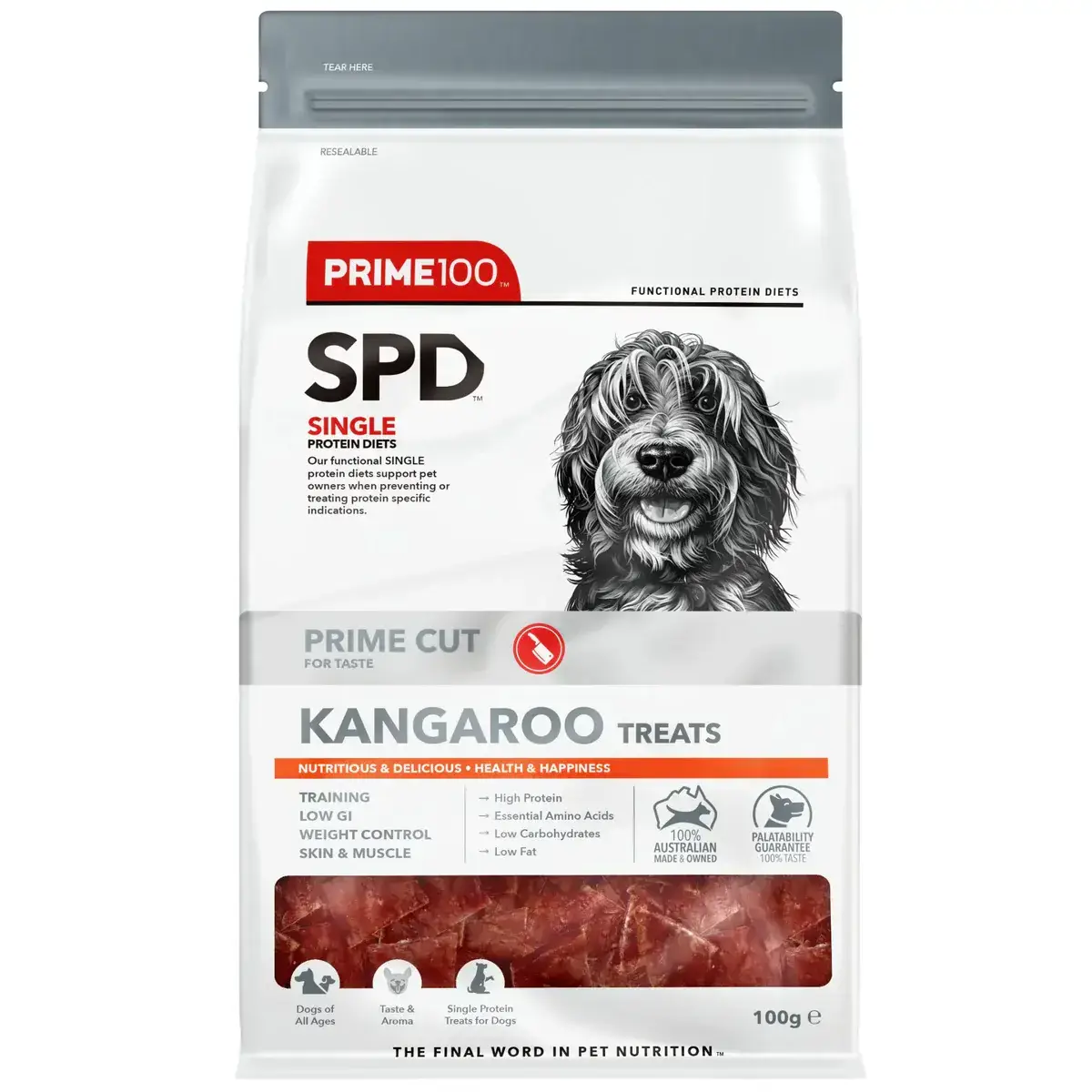 Prime Cut Kangaroo Dog Treats packaging front