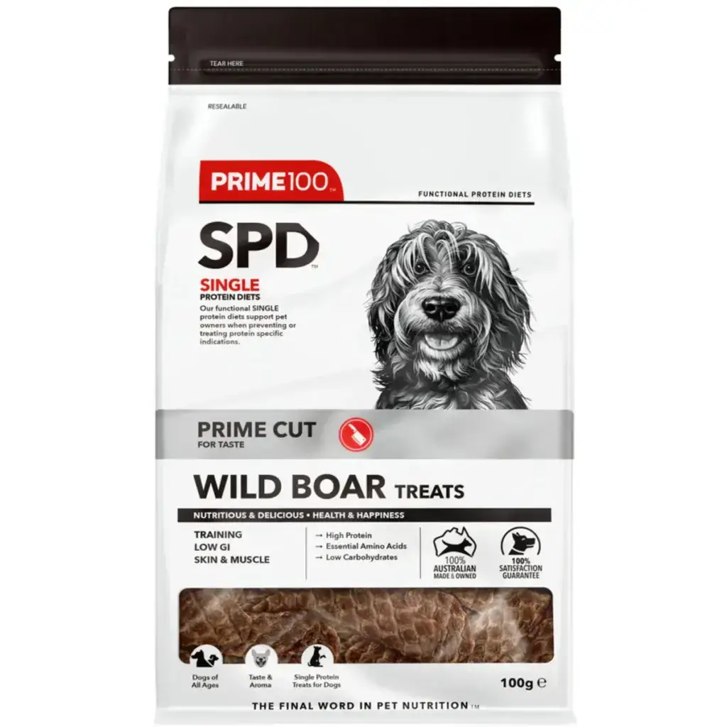 Prime Cut Wild Boar Dog Treats packaging front