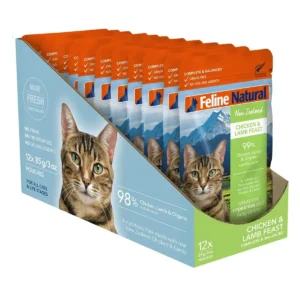 Chicken & Lamb Cat Food Pouches boxed