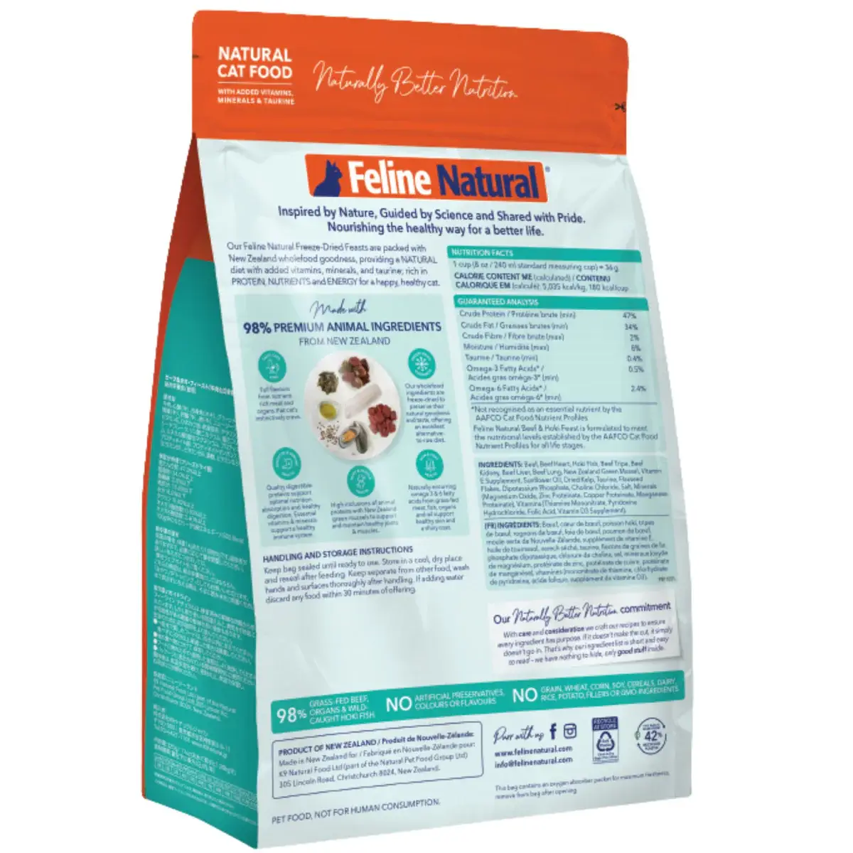 Freeze Dried Beef & Hoki Feast back angled view