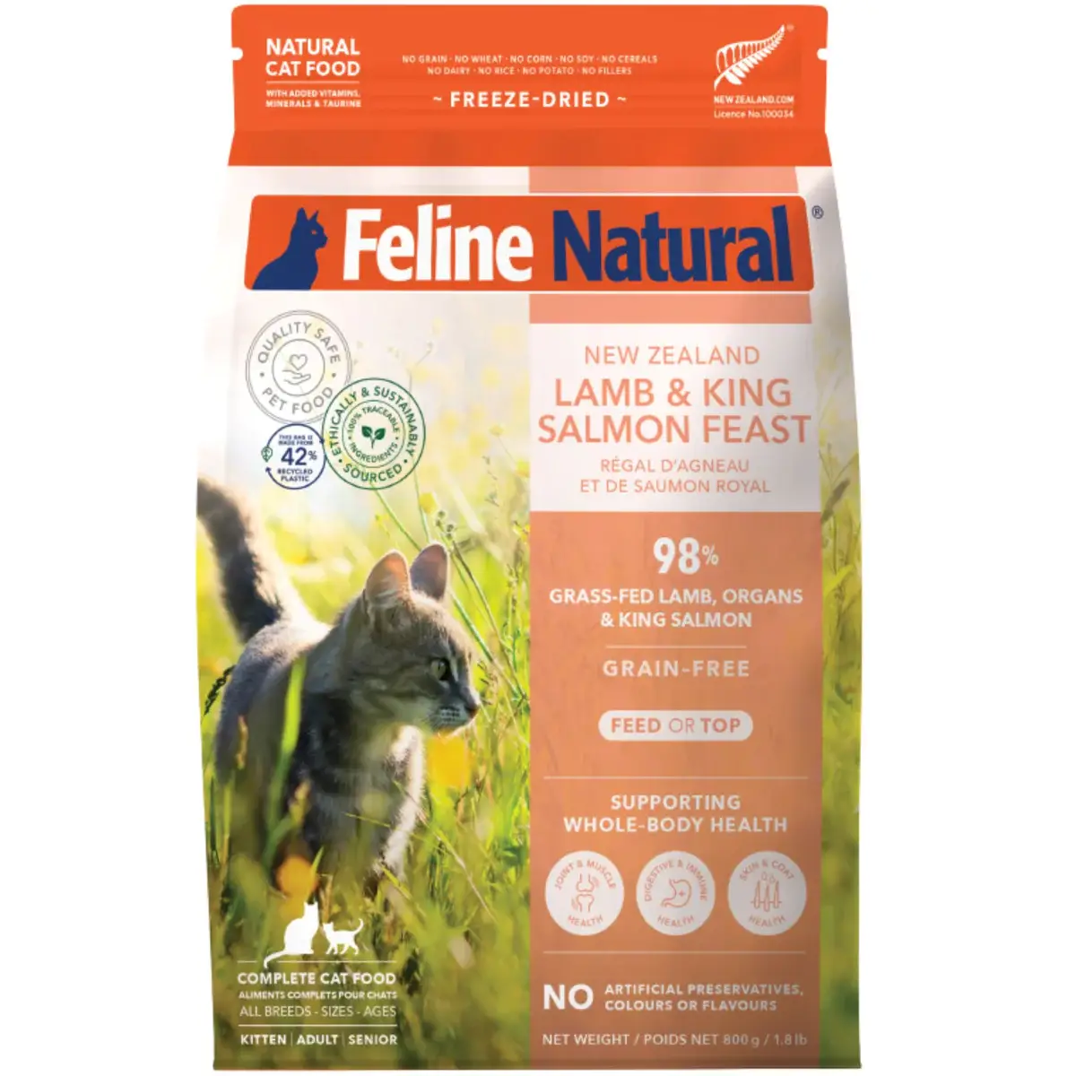 Freeze Dried Lamb & King Salmon Feast 800g bag front view