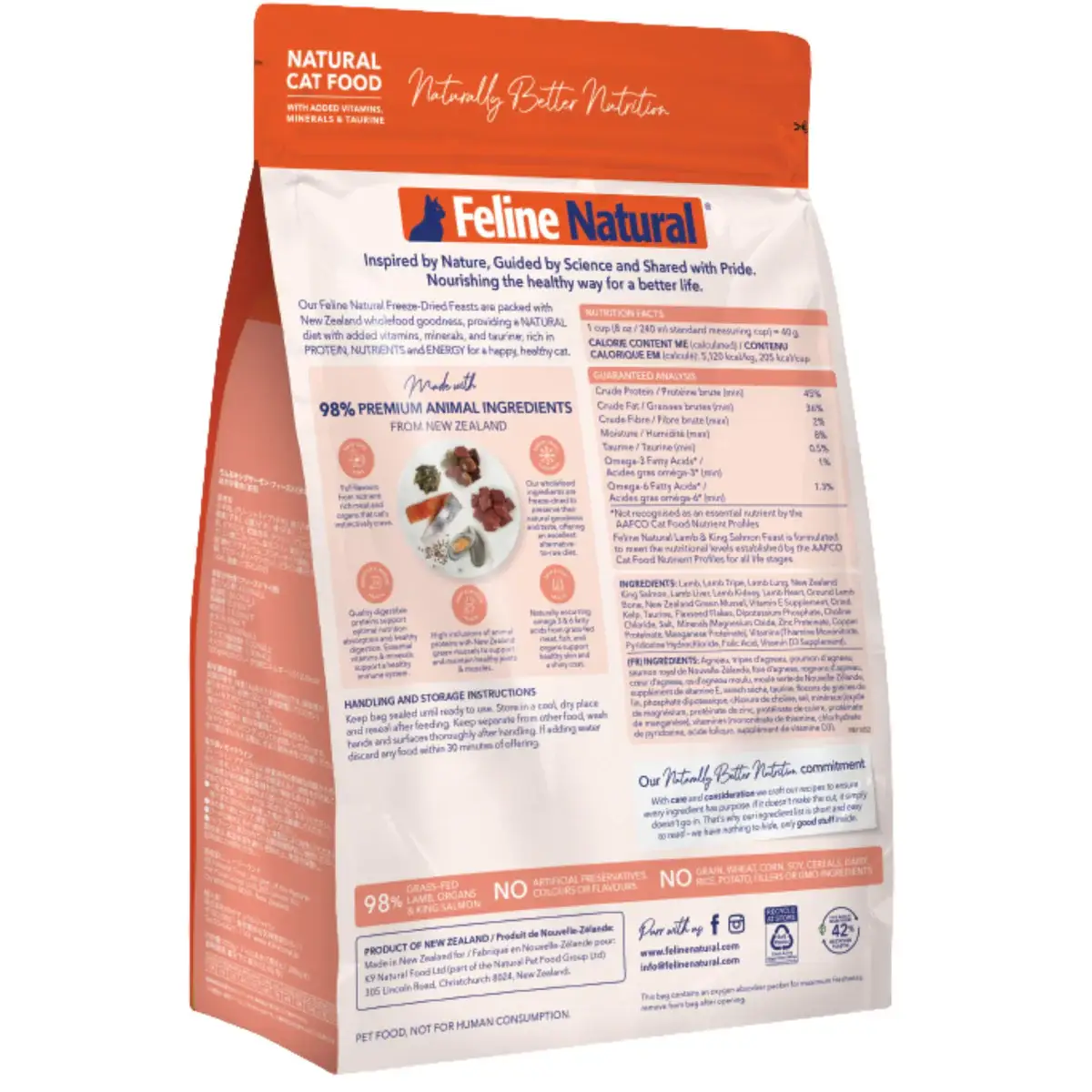 Freeze Dried Lamb & King Salmon Feast back angled view