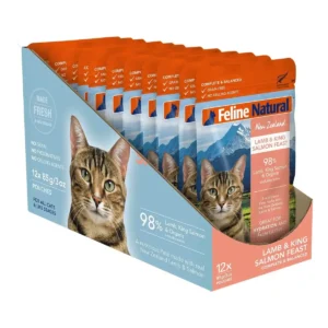 Lamb and Salmon Cat Food Feline Natural Pouches 12 pack